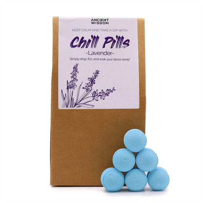 Chill Pills Gift Pack 350g with lavender bath bombs in eco-friendly packaging