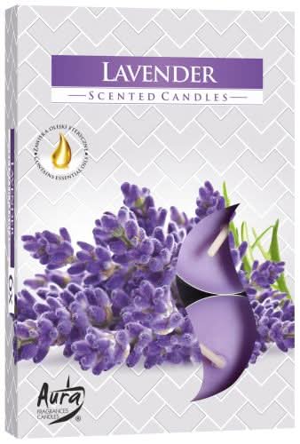 Lavender Set of 6 Scented Tealights with floral packaging