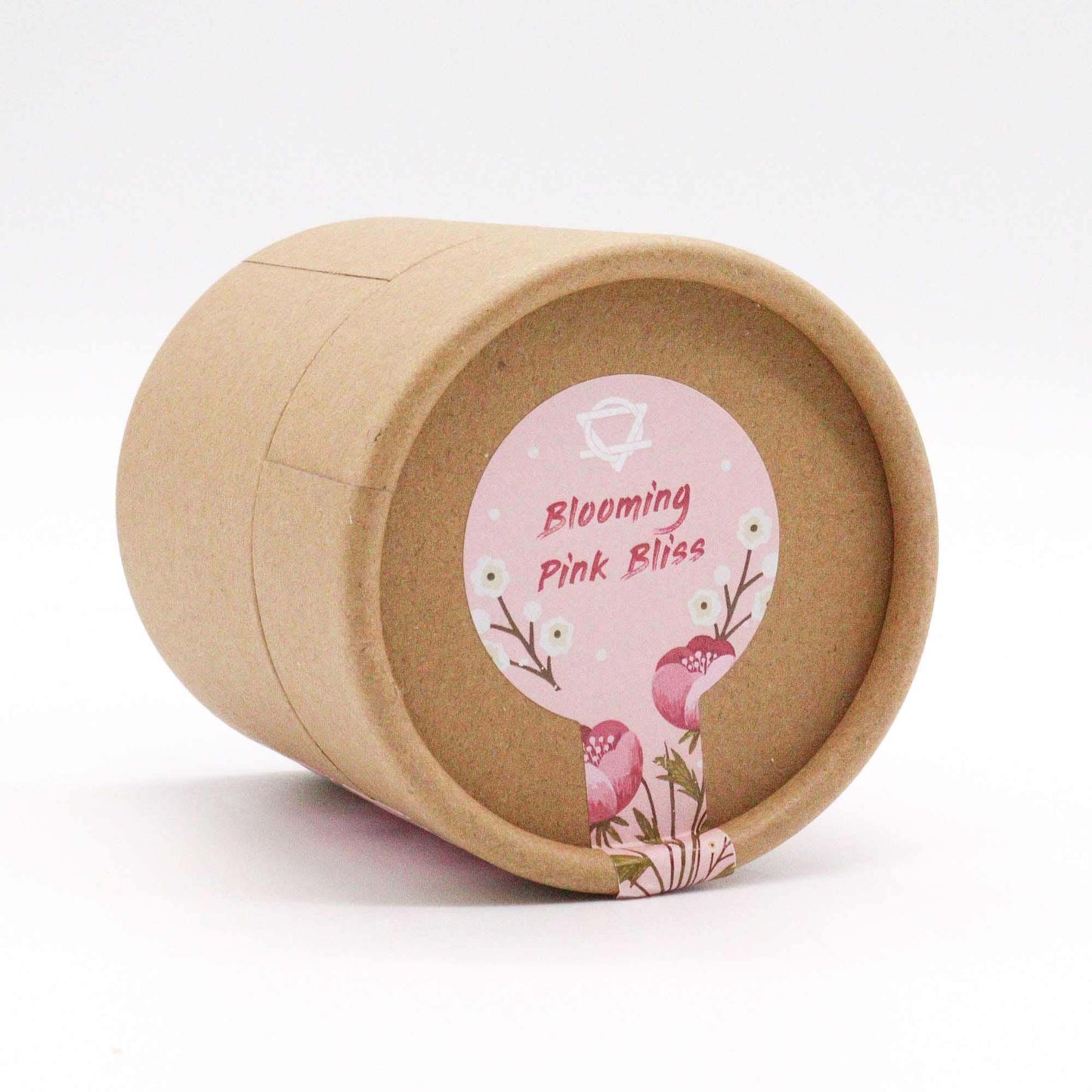Blooming Pink Bliss aromatherapy bath set in eco-friendly packaging with floral label