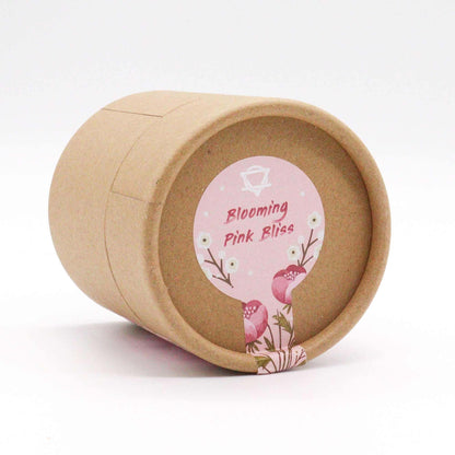 Blooming Pink Bliss aromatherapy bath set in eco-friendly packaging with floral label