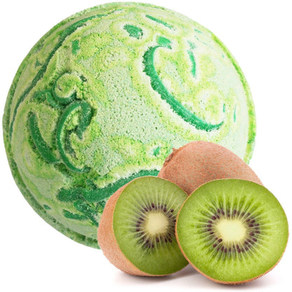 Tropical Paradise Coco Bath Bomb with kiwi fruit scent and coconut butter for smooth skin