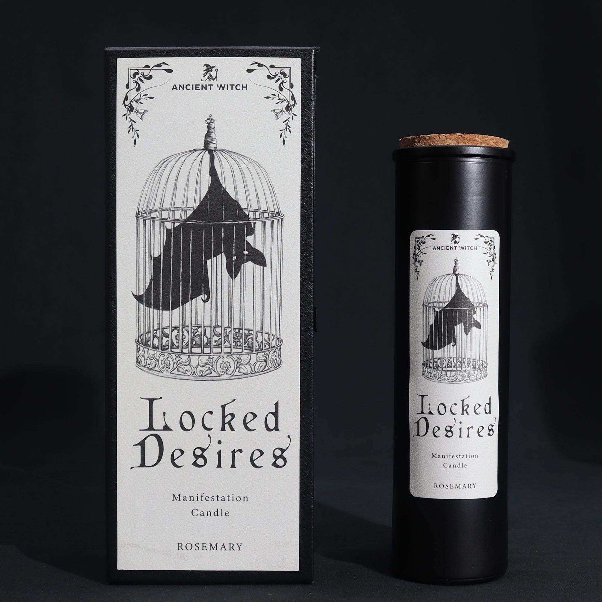Ancient witch ritual candles with bat cage design and rosemary scent