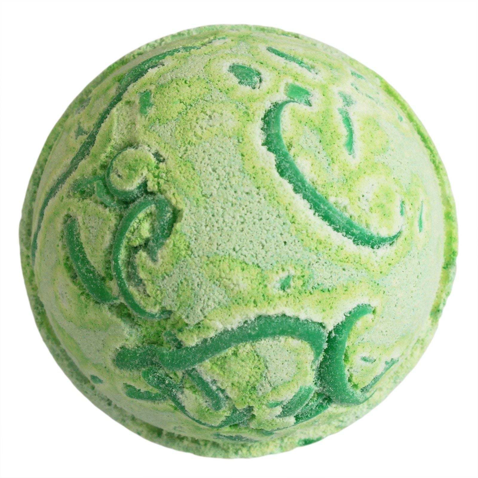 Tropical Paradise Coco Bath Bomb in kiwi scent with coconut butter and soap peelings for silky foam and tropical bath experience