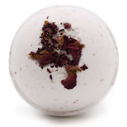 Sensual Himalayan Salt Bath Bomb with ylang ylang and coconut oil topped with dried rose petals