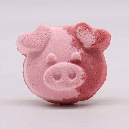 Pink pig bath bomb with vanilla cupcake scent and foaming solution, 70g