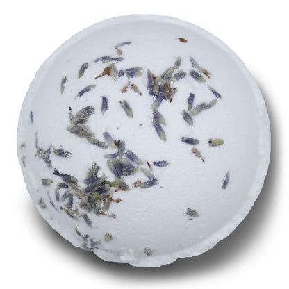 Relax Himalayan Salt Bath Bomb with lavender and jojoba oil on white background