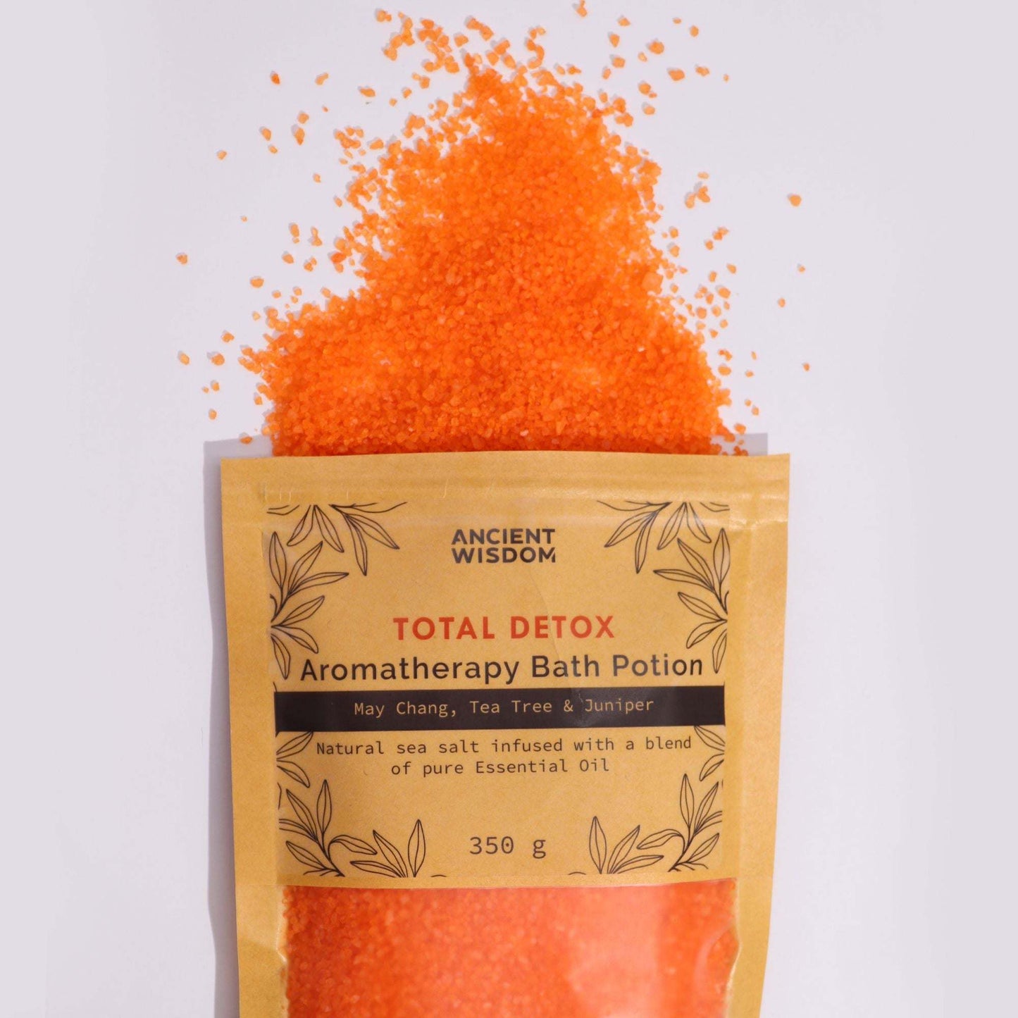 Aromatherapy Bath Potion Total Detox in kraft bag with orange sea salt and essential oils
