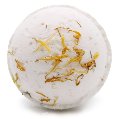 Energise Himalayan salt bath bomb with lemon, ginger, orange, and avocado oil