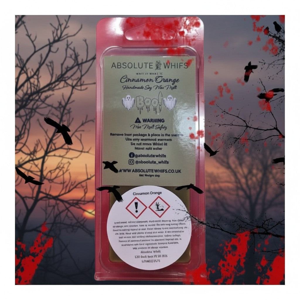 Boo Cinnamon Orange Clamshell Wax Melt with spicy citrus scent
