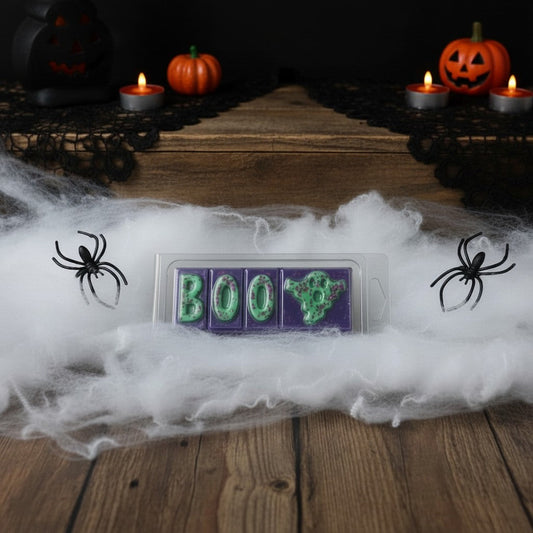 Boo Witches Truffles Clamshell Wax Melt purple and green segmented wax cubes for Halloween fragrance