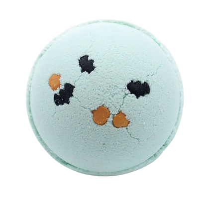 Handmade vegan coconut & lime halloween bath bomb with vibrant colors