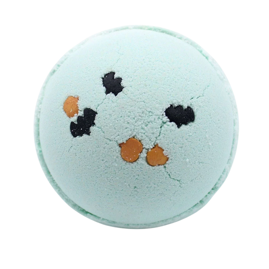 Handmade vegan coconut & lime halloween bath bomb with vibrant colors