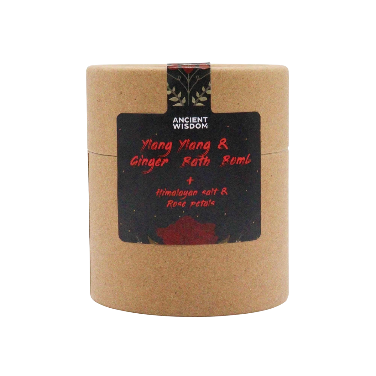 Cupids Self Care Aromatherapy Bath Collection in a kraft cardboard tube with black botanical label and red text