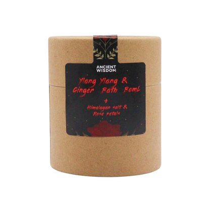 Cupids Self Care Aromatherapy Bath Collection in a kraft cardboard tube with black botanical label and red text