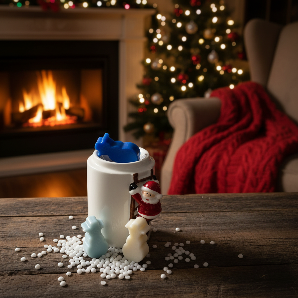 Set of snowmen-shaped scented wax melts for festive home decor and aromatherapy
