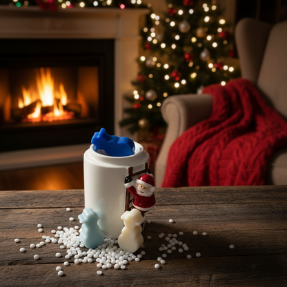 Set of snowmen-shaped scented wax melts for festive home decor and aromatherapy