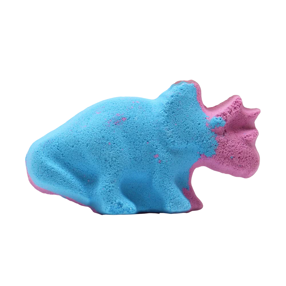 Dinosaur Bath bomb shaped as a blue and purple dinosaur, with a textured surface and detailed features