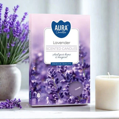 Lavender Set of 6 Scented Tealights with lavender fragrance for relaxing ambiance and natural home fragrance