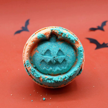 handmade fennel and orange vegan halloween bath bomb