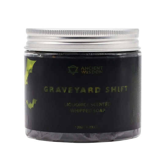 Graveyard Shift Whipped Soap 120g vegan cleanser with creamy texture
