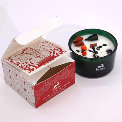 Hop Hare Crystal Magic Flower Candle The Devil with red jasper black agate and tarot card