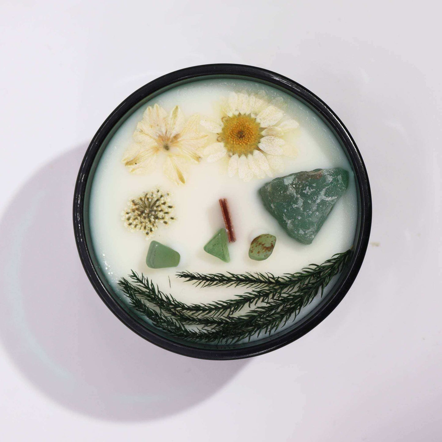 Hop Hare Crystal Magic Flower Candle with Jade gemstone and tarot card