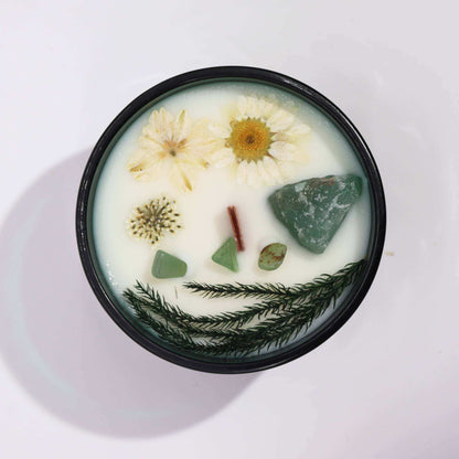 Hop Hare Crystal Magic Flower Candle with Jade gemstone and tarot card