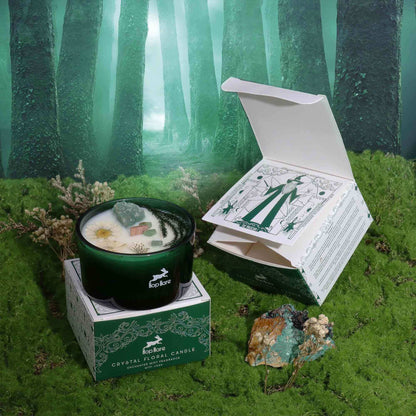 Hop Hare Crystal Magic Flower Candle with Jade gemstone and tarot card