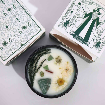 Hop Hare Crystal Magic Flower Candle with Jade gemstone and dry flowers