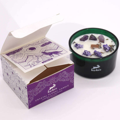 Hop Hare Crystal Magic Flower Candle The Moon with amethyst and lavender