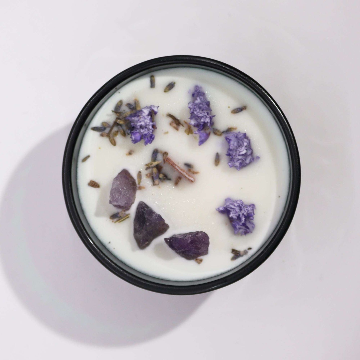 Hop Hare Crystal Magic Flower Candle The Moon with amethyst and lavender