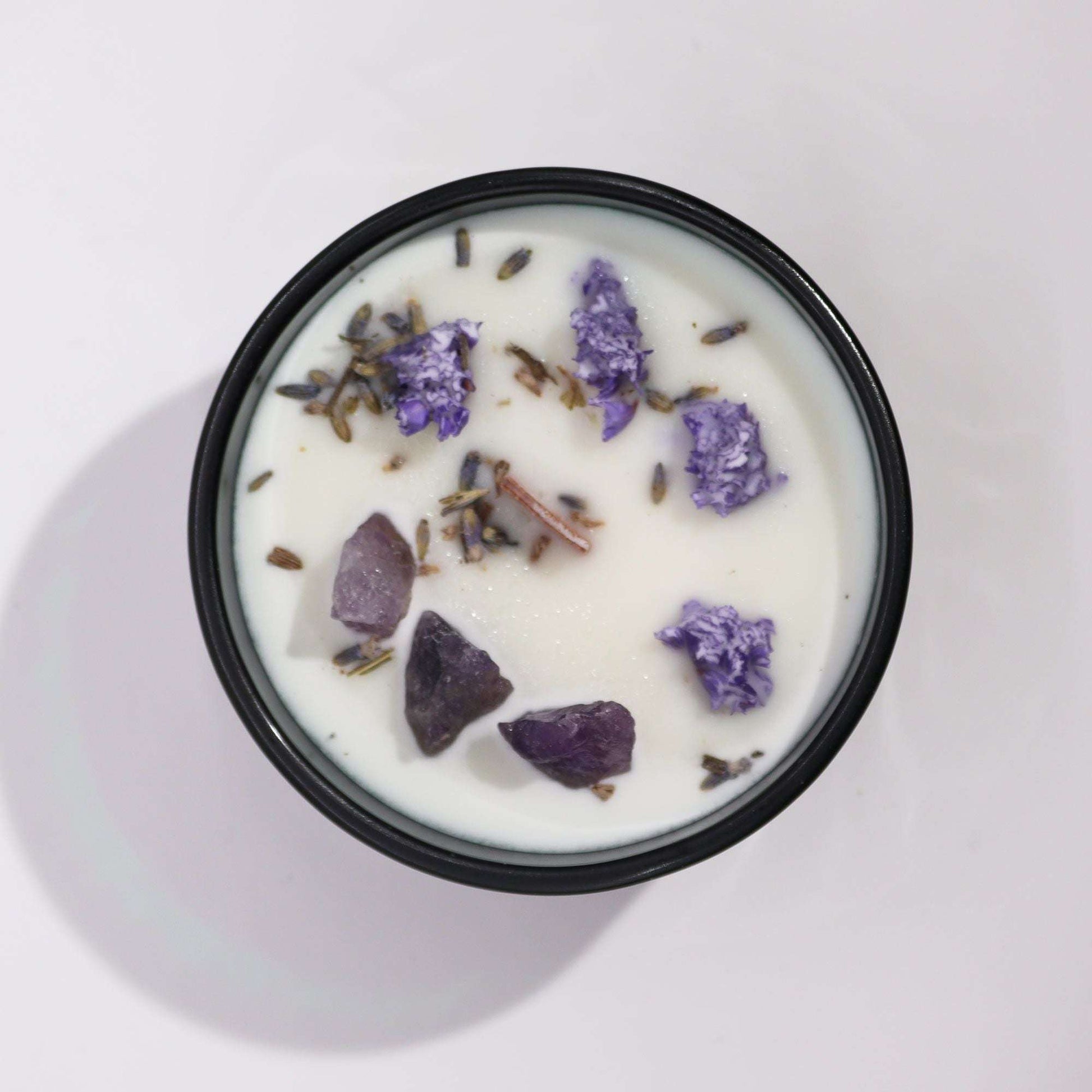 Hop Hare Crystal Magic Flower Candle The Moon with amethyst and lavender