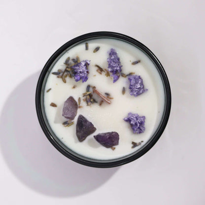 Hop Hare Crystal Magic Flower Candle The Moon with amethyst and lavender