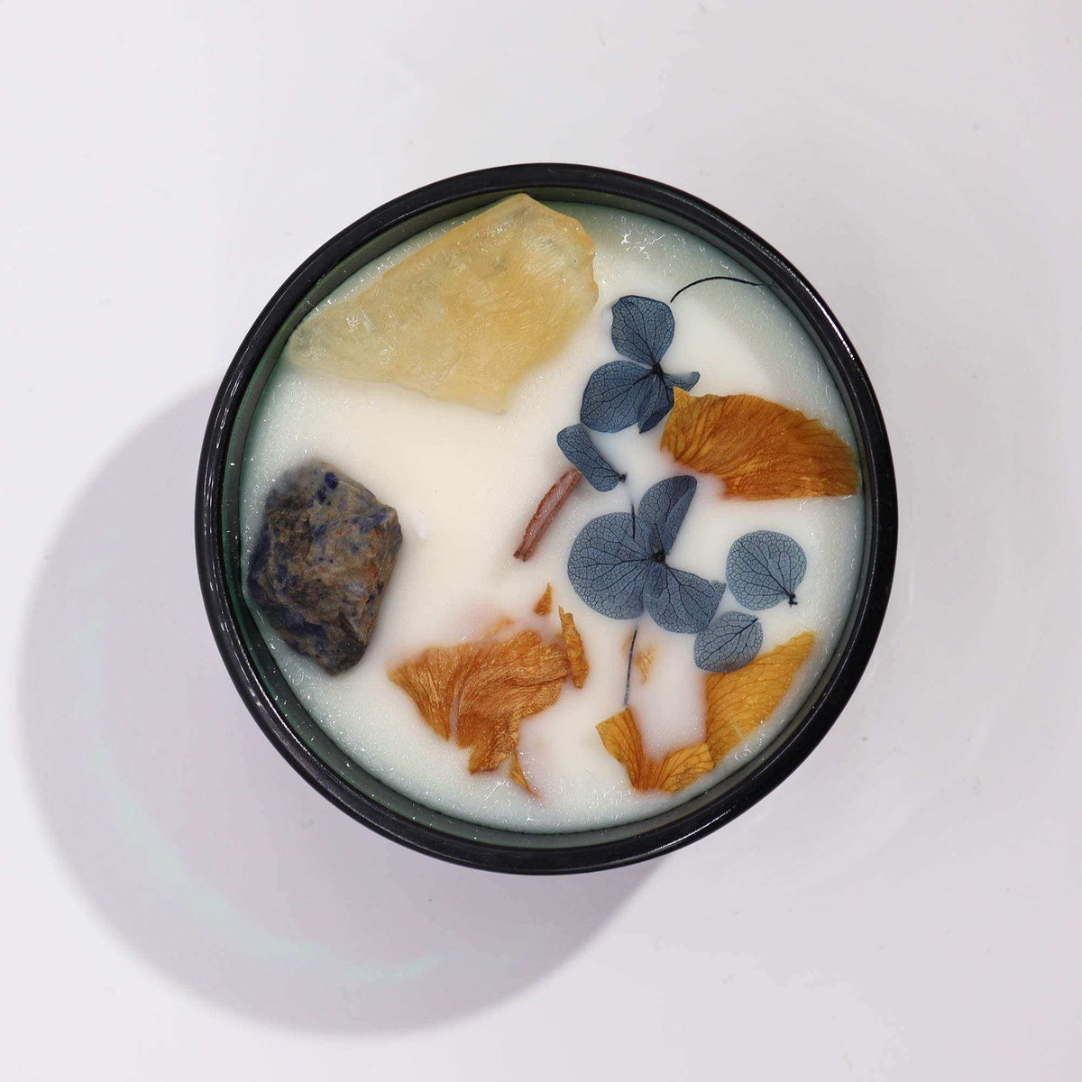 Hop Hare Crystal Magic Flower Candle The Sun with citrine and sodalite gemstones