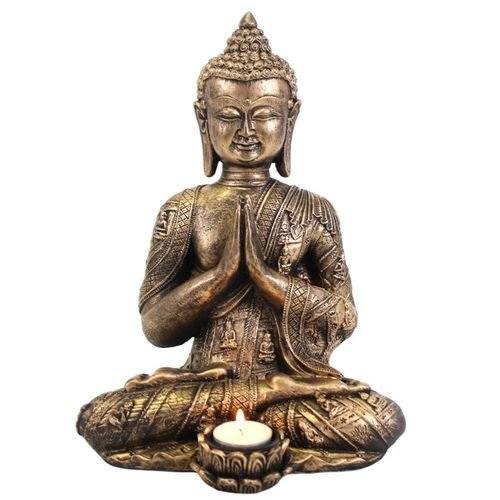 Large Buddha tealight holder for home dΓ©cor, creating a calming and zen atmosphere.