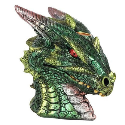 Large green dragon head backflow incense burner with intricate details.