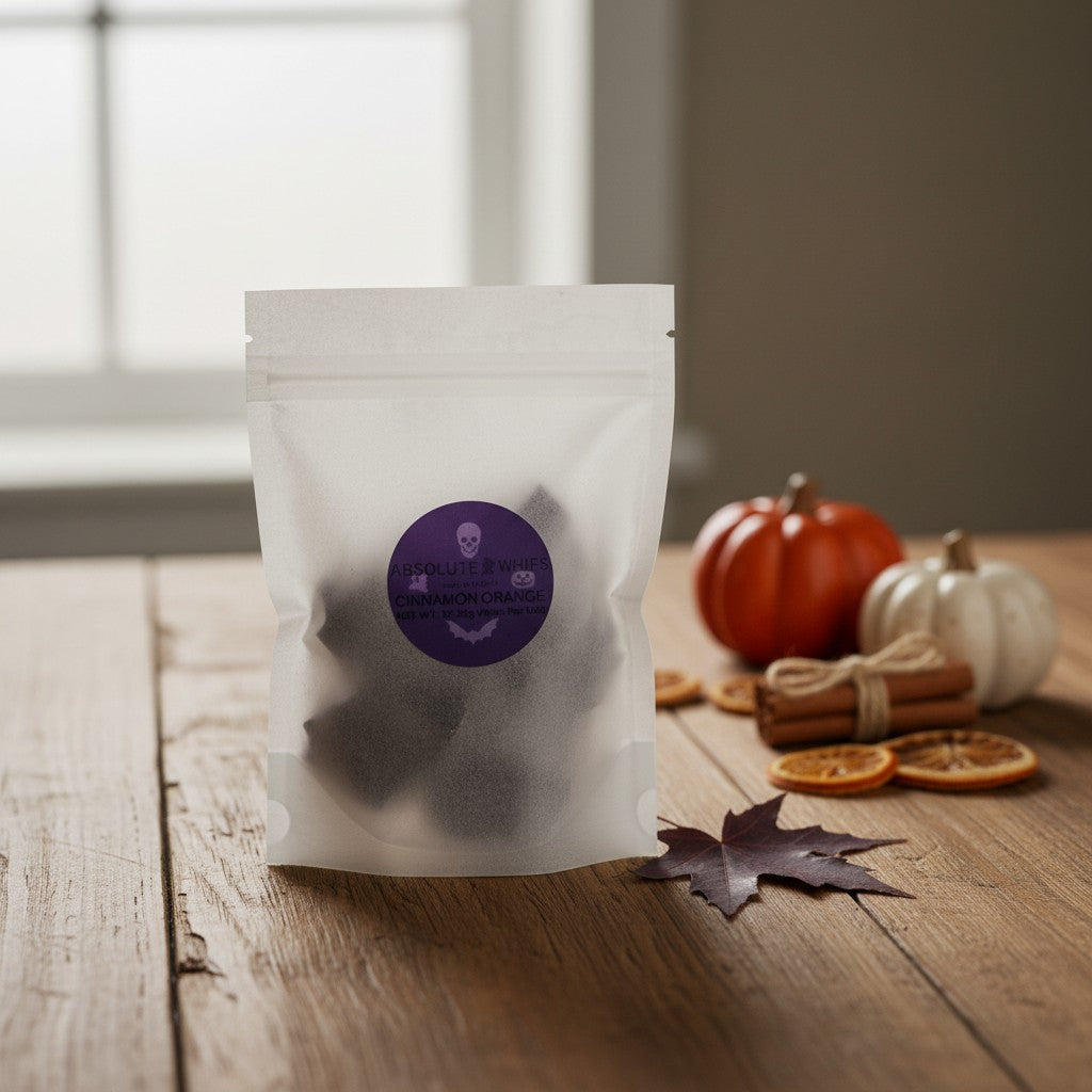 Large Halloween themed cinnamon orange wax melts with spooky shapes