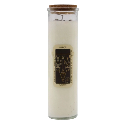 Magic spell candle - Balance with black agate white jasper and ylang-ylang scent