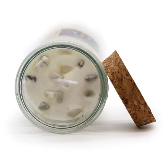 Magic Spell Candle Cleansing with white jasper, sage, and peppermint
