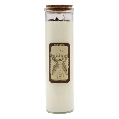 Magic Spell Candle - Confidence with tiger eye gemstone and cinnamon scent