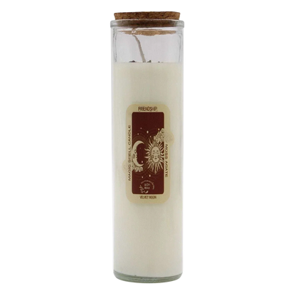 Magic Spell Candle Friendship with moss agate gemstones and velvet moon fragrance