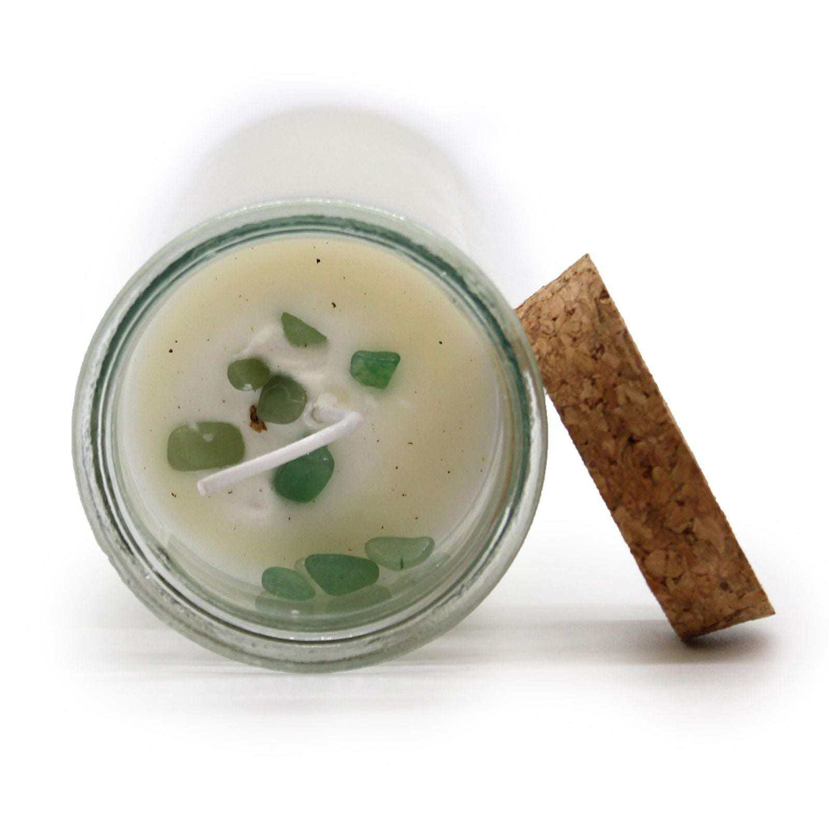 Magic Spell Candle Happiness with green aventurine and Moroccan rose scent