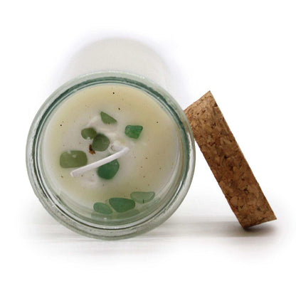 Magic Spell Candle Happiness with green aventurine and Moroccan rose scent