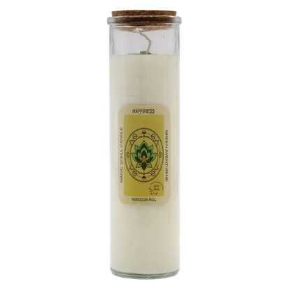 Magic Spell Candle Happiness with green aventurine and Moroccan rose scent