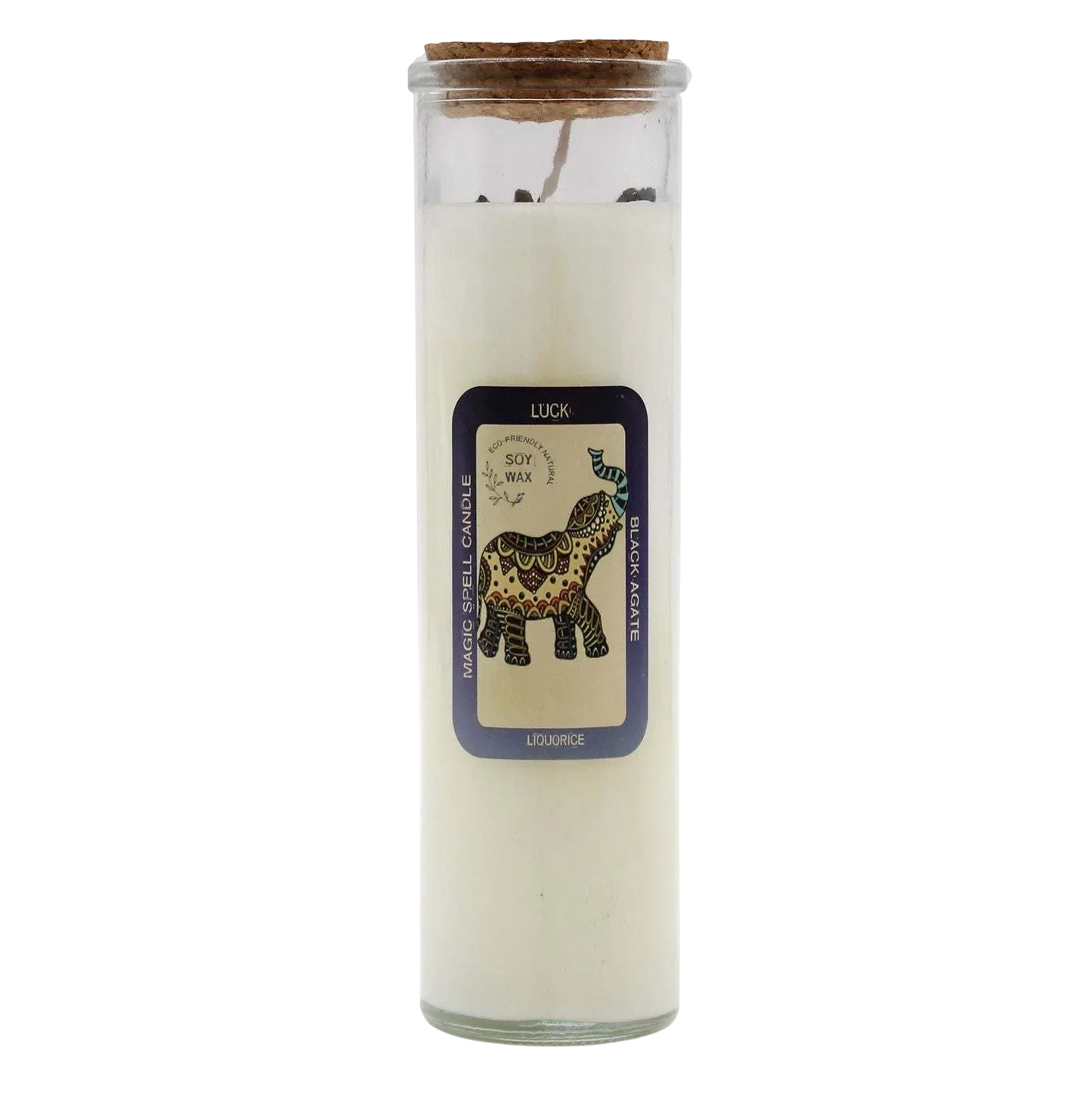 Magic Spell Candle - Luck with black agate and liquorice scent soy wax
