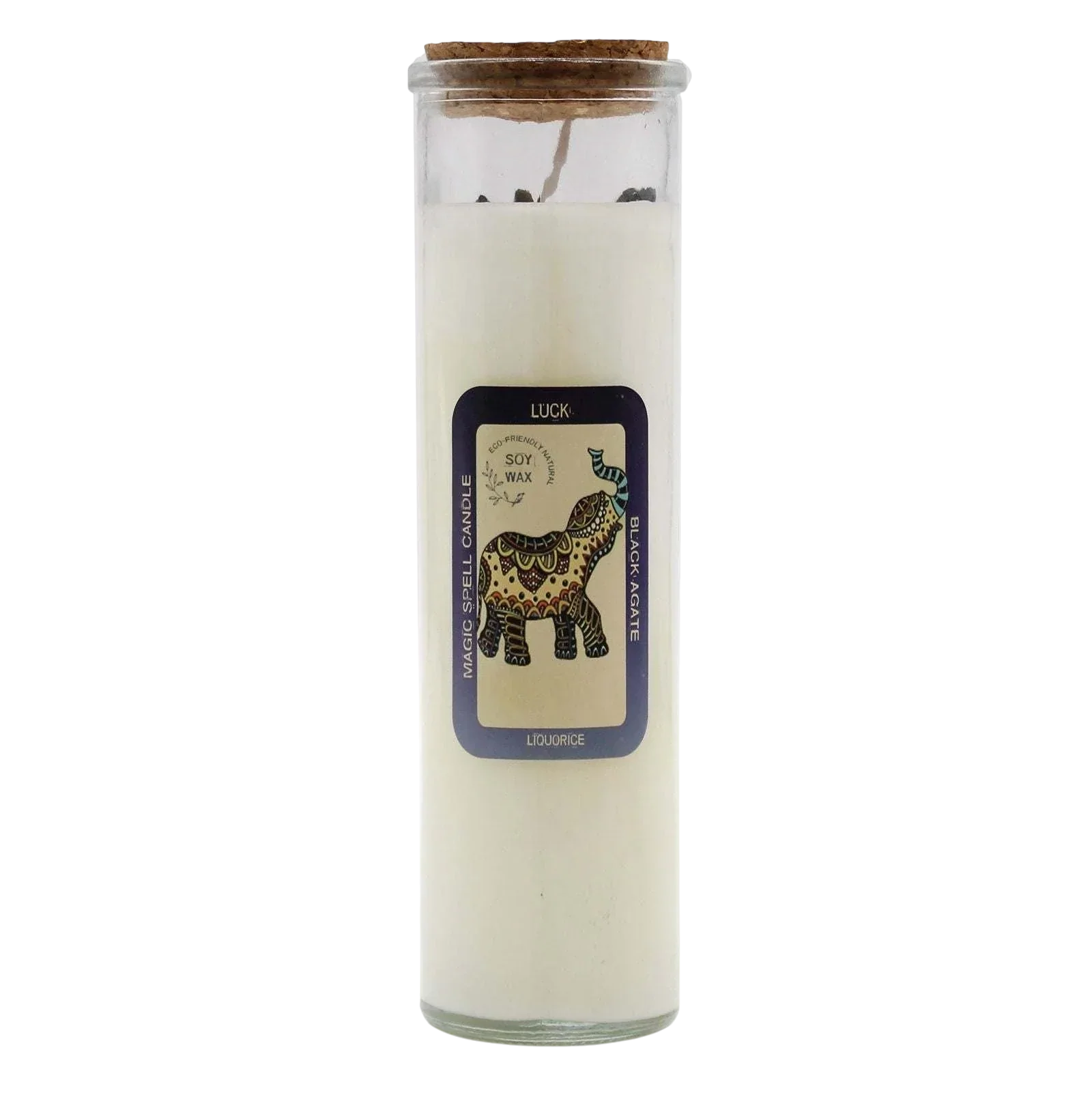 Magic Spell Candle - Luck with black agate and liquorice scent soy wax