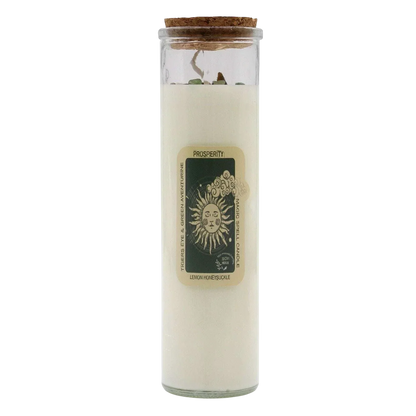 Magic Spell Candle - Prosperity with tiger eye green aventurine and lemon honeysuckle