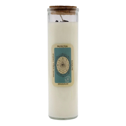 Magic Spell Candle with sodalite gemstones and dragon blood scent for protection