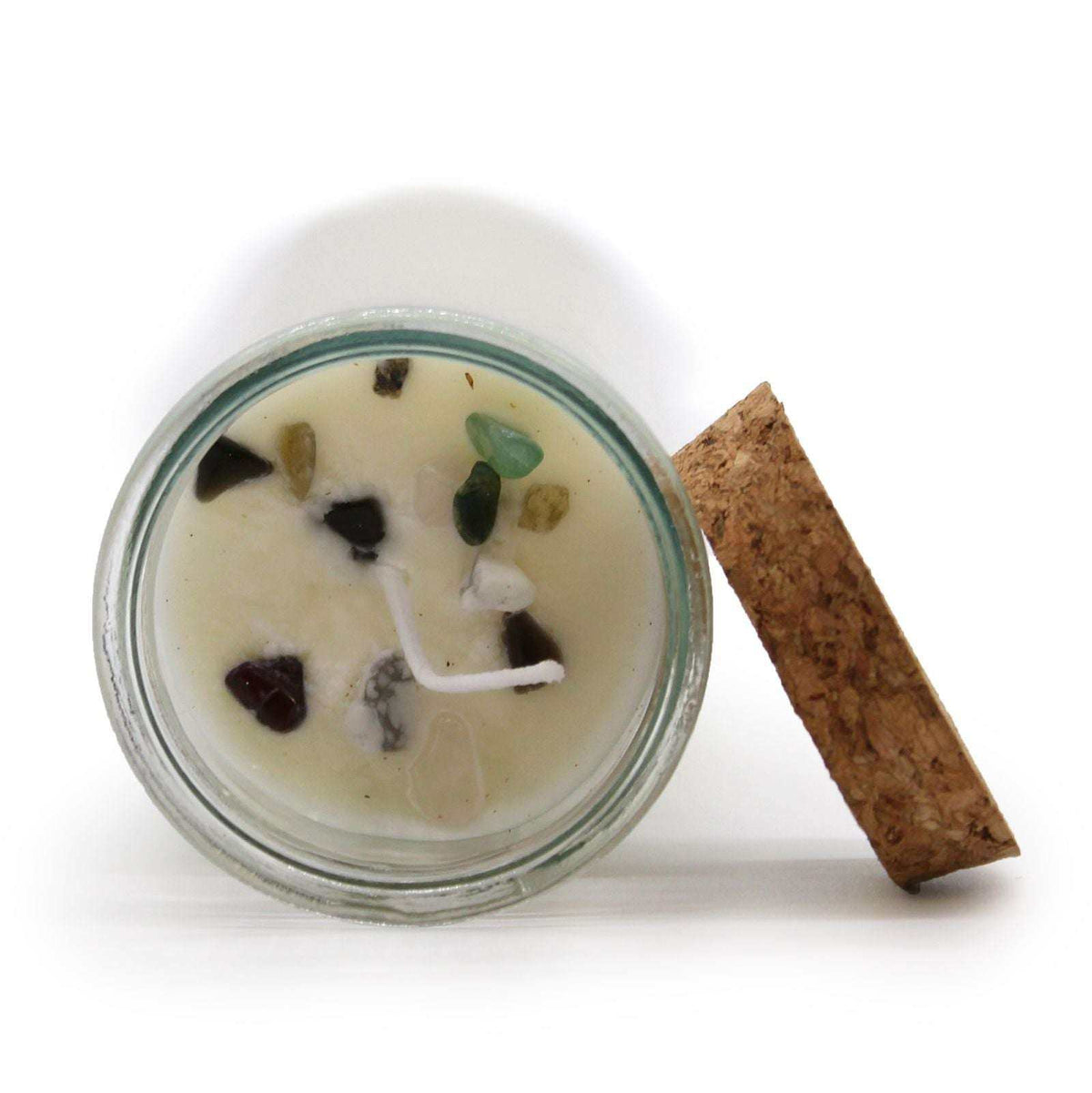 Magic Spell Candle Seduction with soy wax, gemstones, ylang-ylang and patchouli scent