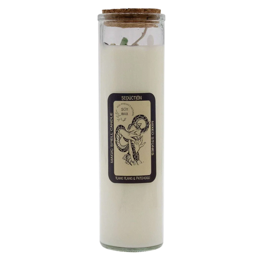 Magic Spell Candle - Seduction with soy wax gemstones and ylang ylang scent
